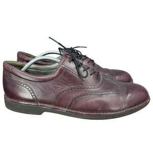 DresSports Rockport Oxford Shoes Mens 11.5 Burgundy Leather Wingtip Brogue Dress